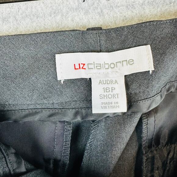 New Liz Claiborne Womans Sz 16P Short Dress Pants Audra Trouser Grey Pockets NWT - Picture 9 of 10